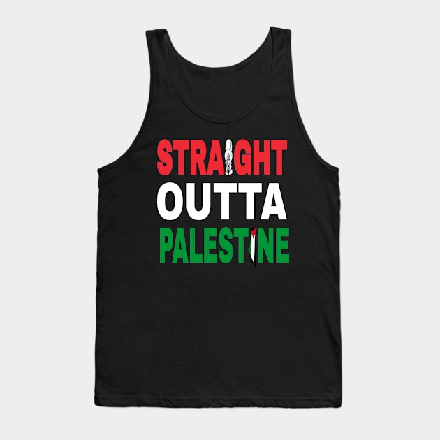 Straight Outta Palestine - Handala and Map - Front Tank Top by SubversiveWare